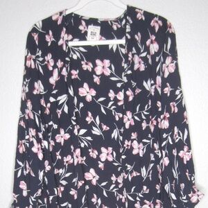 Billabong Women’s beach Coverup  Kimono blue with pink flowers - Size S/M